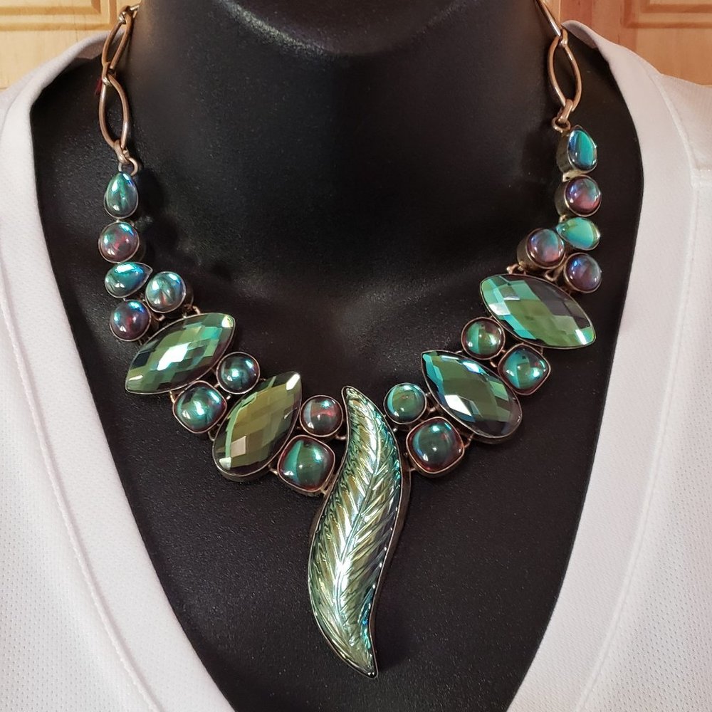 Rainbow Fire Topaz Stirling Toggle Necklace